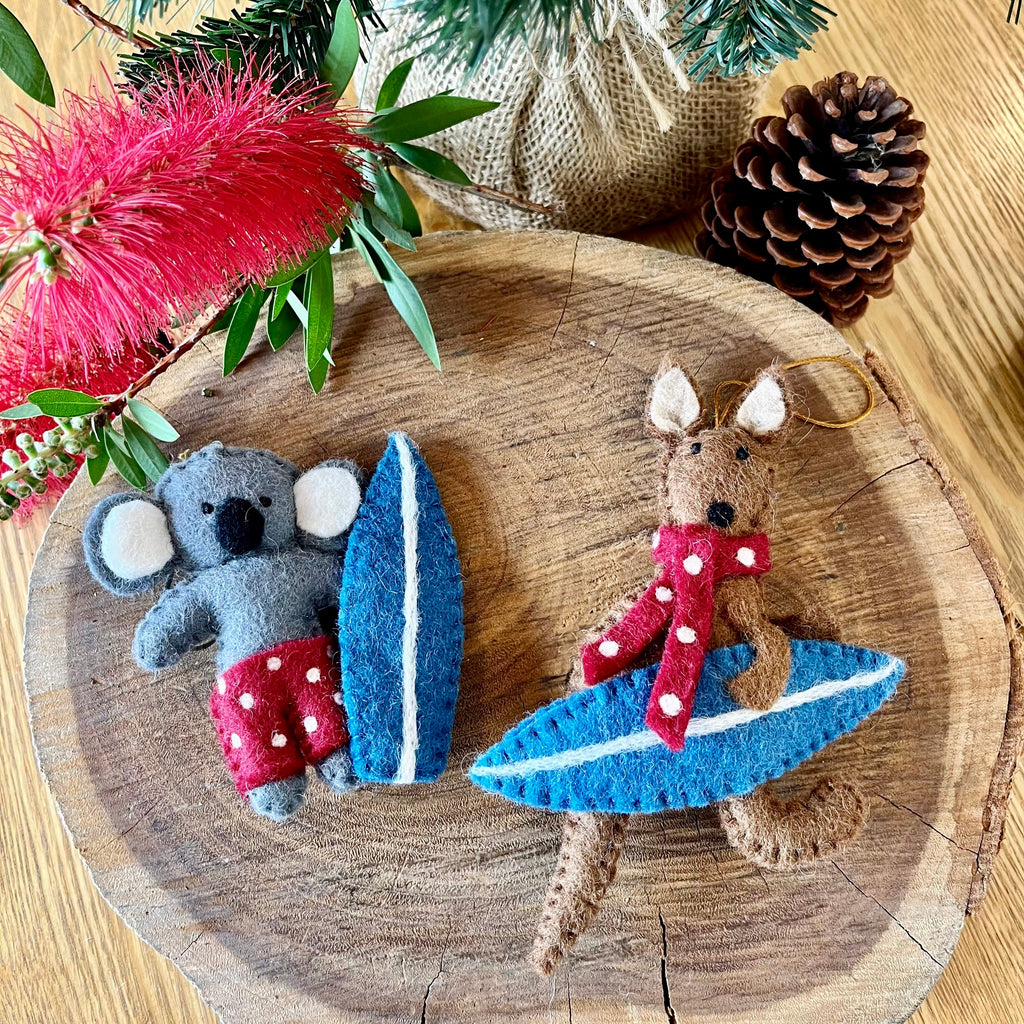 Surfing Kangaroo Ornament